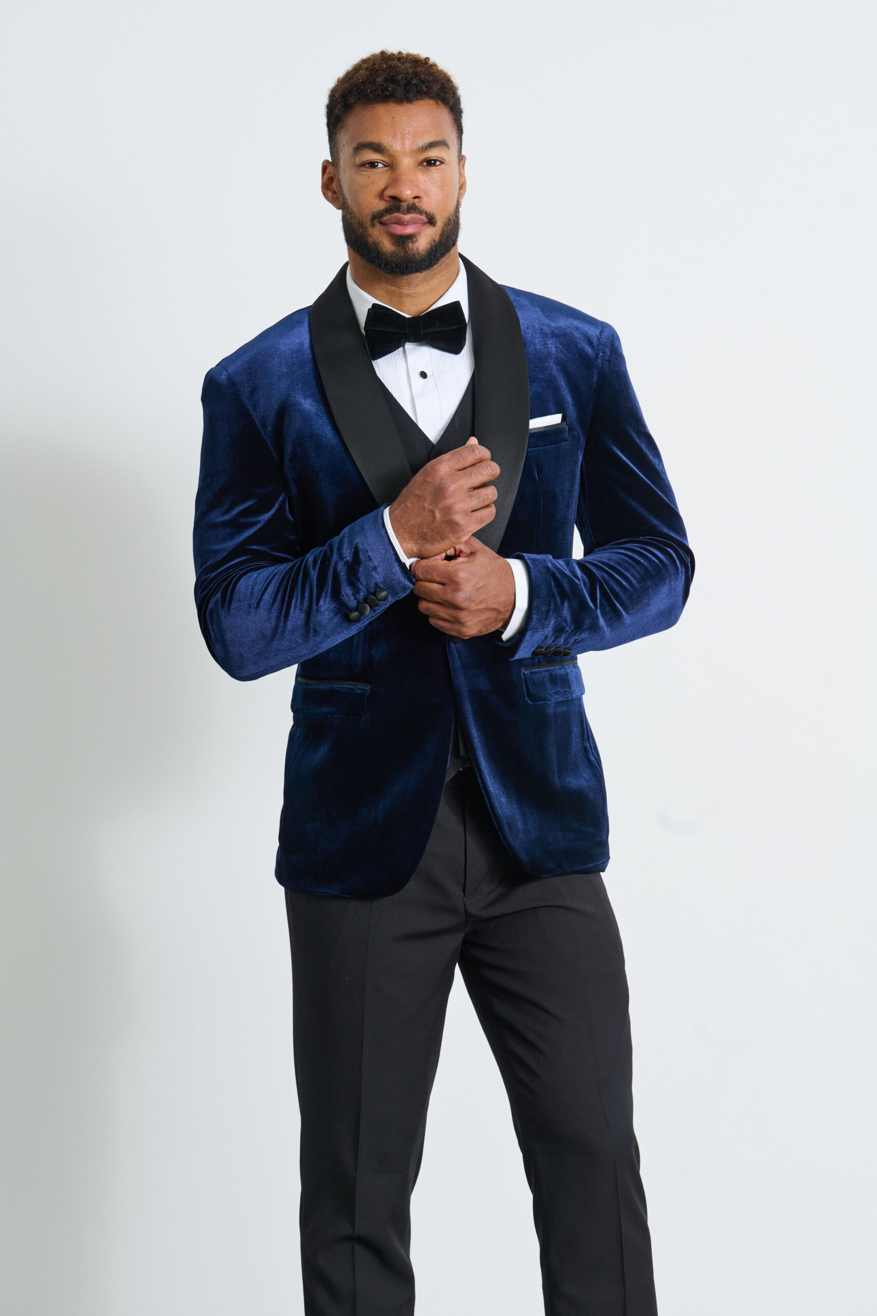 Suitor | Blue Velvet Tuxedo Jacket Hire | Suit & Tuxedo Rentals | Suitor